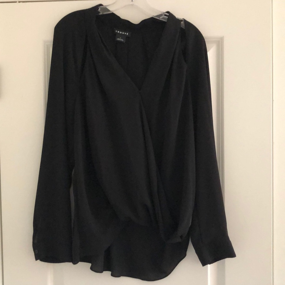Dressy top with slit in shoulder